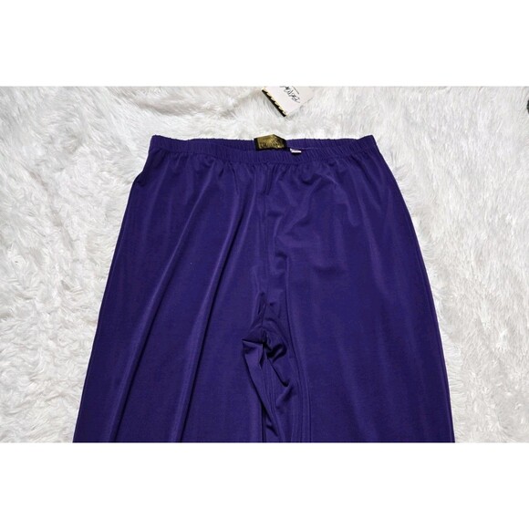 Bob Mackie Wearable Purple Wide-Leg Pull-On Stretch Pants Size Large 34x32 NWT - Picture 3 of 7